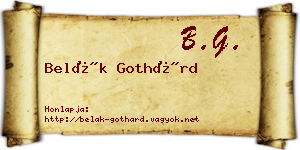 Belák Gothárd névjegykártya